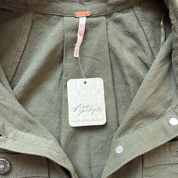 NWT Free People Ronnie Poplin Mini Dress - green - Picture 6 of 8